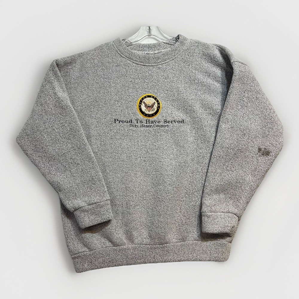 United States NAVY Sweatshirt PROUD TO HAVE SERVED Size LARGE Military USN Vtg